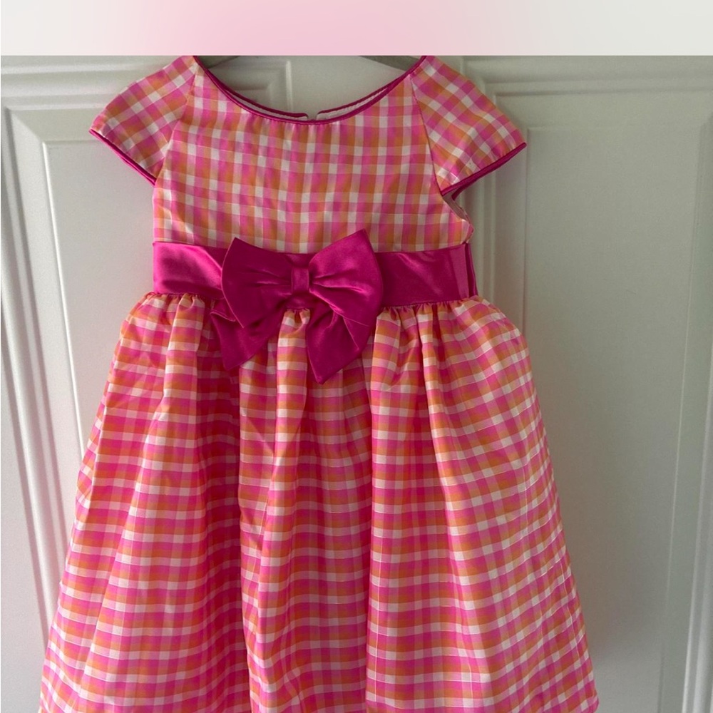 Nannette Pink and Yellow Gingham Dress with Satin Bow